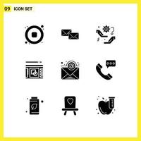 9 Creative Icons Modern Signs and Symbols of presentation graph correspondence setting setup Editable Vector Design Elements