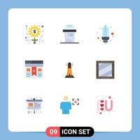 Universal Icon Symbols Group of 9 Modern Flat Colors of house website bulb ui bookmark Editable Vector Design Elements