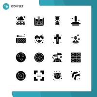 Set of 16 Modern UI Icons Symbols Signs for stamp finance web business watch Editable Vector Design Elements