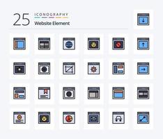 Website Element 25 Line Filled icon pack including website. warning. website. stop. website vector