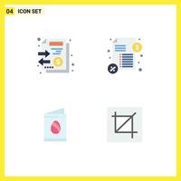 Pictogram Set of 4 Simple Flat Icons of documents easter money payment crop Editable Vector Design Elements