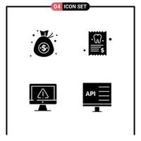 Stock Vector Icon Pack of 4 Line Signs and Symbols for bag data money report internet Editable Vector Design Elements