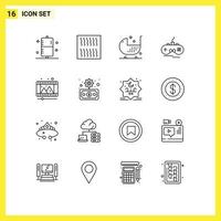 Universal Icon Symbols Group of 16 Modern Outlines of play xbox baby wireless form Editable Vector Design Elements