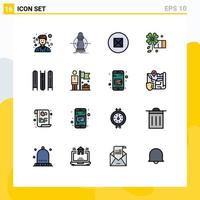 Universal Icon Symbols Group of 16 Modern Flat Color Filled Lines of accomplished education ancient document flower Editable Creative Vector Design Elements