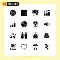 Set of 16 Vector Solid Glyphs on Grid for achievements graph account investment growth Editable Vector Design Elements