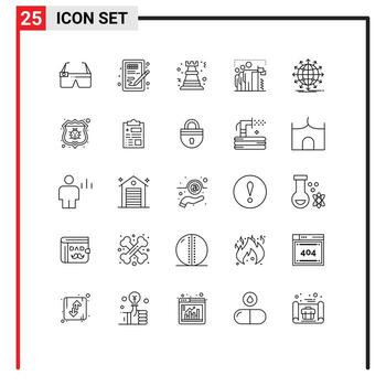 25 User Interface Line Pack of modern Signs and Symbols of group team learning flag rock Editable Vector Design Elements