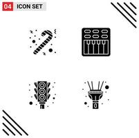 Set of 4 Modern UI Icons Symbols Signs for candy traffic cinema sound flash Editable Vector Design Elements