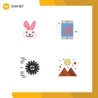 Editable Vector Line Pack of 4 Simple Flat Icons of bynny planet mobile motion sun Editable Vector Design Elements