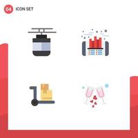 Flat Icon Pack of 4 Universal Symbols of air cart transportation investment shopping Editable Vector Design Elements