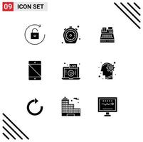 9 Universal Solid Glyphs Set for Web and Mobile Applications live pc fax hardware allowed Editable Vector Design Elements