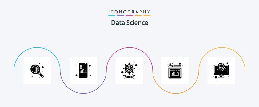 Data Science Glyph 5 Icon Pack Including architecture. web. smartphone. online. user vector