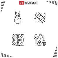 4 Universal Line Signs Symbols of bunny arts rabbit marshmallow gdpr Editable Vector Design Elements