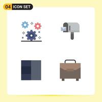 Pictogram Set of 4 Simple Flat Icons of cog digital setting shopping payment Editable Vector Design Elements