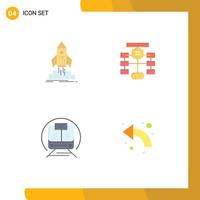 Group of 4 Modern Flat Icons Set for launch database shuttle flow transport Editable Vector Design Elements