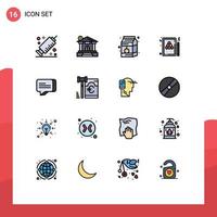 16 User Interface Flat Color Filled Line Pack of modern Signs and Symbols of communication game drink billiards billiard Editable Creative Vector Design Elements