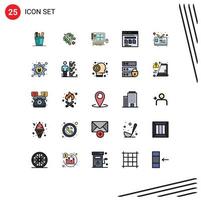 Group of 25 Modern Filled line Flat Colors Set for secure web designing china software graphic Editable Vector Design Elements