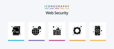 Web Security Glyph 5 Icon Pack Including loss. data. firewall. mobile data. safety. Creative Icons Design vector