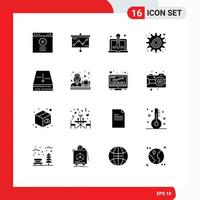 Set of 16 Modern UI Icons Symbols Signs for box tool organic settings cog Editable Vector Design Elements