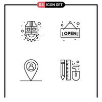 Mobile Interface Line Set of 4 Pictograms of jacket man gear shop mouse Editable Vector Design Elements