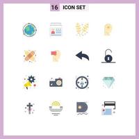 16 User Interface Flat Color Pack of modern Signs and Symbols of setting control id brain garden Editable Pack of Creative Vector Design Elements