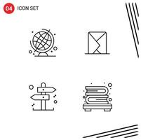 4 Creative Icons Modern Signs and Symbols of education decision email message bookcase Editable Vector Design Elements