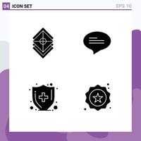 Pictogram Set of 4 Simple Solid Glyphs of arrange medical care stack conversation badge Editable Vector Design Elements