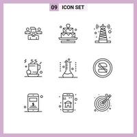 9 Universal Outline Signs Symbols of erlenmeyer flask business signal coffee tea Editable Vector Design Elements