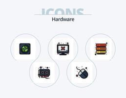 Hardware Line Filled Icon Pack 5 Icon Design. . security. vga. server. hardware vector