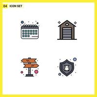 Set of 4 Modern UI Icons Symbols Signs for appointment sign building real danger Editable Vector Design Elements