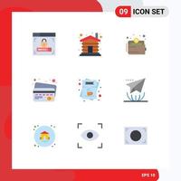 Set of 9 Modern UI Icons Symbols Signs for menu coffee wallet cafe credit card Editable Vector Design Elements