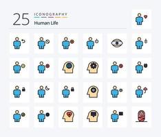 humano 25 línea lleno icono paquete incluso energía. avatar. denegado. nuevo. cuerpo vector