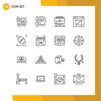 16 Universal Outlines Set for Web and Mobile Applications web crop percent app advertising Editable Vector Design Elements