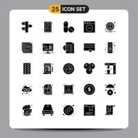 Universal Icon Symbols Group of 25 Modern Solid Glyphs of page attention medicine alert delete Editable Vector Design Elements