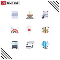 9 Flat Color concept for Websites Mobile and Apps sugar test blood digital wave rainbow Editable Vector Design Elements