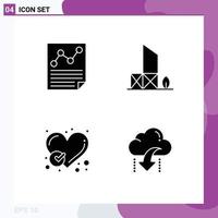 4 Thematic Vector Solid Glyphs and Editable Symbols of data security page beach checked Editable Vector Design Elements