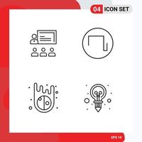 Line Pack of 4 Universal Symbols of teamwork asteroid leadership square bulb Editable Vector Design Elements