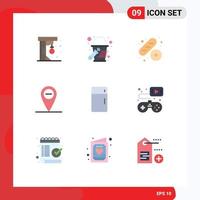 Pictogram Set of 9 Simple Flat Colors of controller home cake furniture appliances Editable Vector Design Elements