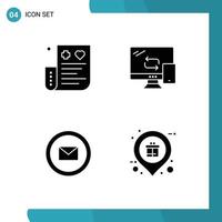 4 User Interface Solid Glyph Pack of modern Signs and Symbols of bill development expense mobile online Editable Vector Design Elements