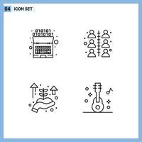 Pack of 4 creative Filledline Flat Colors of artificial growth intelligence team audio Editable Vector Design Elements