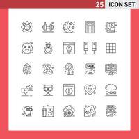 Set of 25 Modern UI Icons Symbols Signs for chemical math bar device calculate Editable Vector Design Elements