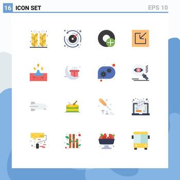Pictogram Set of 16 Simple Flat Colors of rain save add import gadget Editable Pack of Creative Vector Design Elements