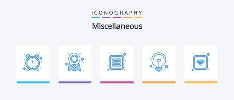 Miscellaneous Blue 5 Icon Pack Including signal. apps. light. bulb. Creative Icons Design vector