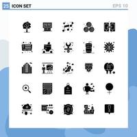 Modern Set of 25 Solid Glyphs and symbols such as joystick share note data wheat straw Editable Vector Design Elements