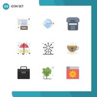 Set of 9 Vector Flat Colors on Grid for investment assets bow phone contact Editable Vector Design Elements