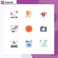 9 Thematic Vector Flat Colors and Editable Symbols of goal sic mind heart break Editable Vector Design Elements