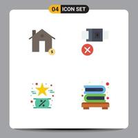 Modern Set of 4 Flat Icons and symbols such as buildings black estate not friday Editable Vector Design Elements