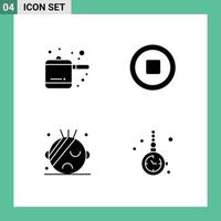 4 Solid Glyph concept for Websites Mobile and Apps kitchen accessory multimedia hospital jewelry Editable Vector Design Elements