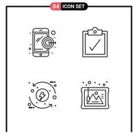 Line Pack of 4 Universal Symbols of dartboard energy complete control art Editable Vector Design Elements