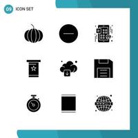 Group of 9 Solid Glyphs Signs and Symbols for technology arrow ui cloud podium Editable Vector Design Elements