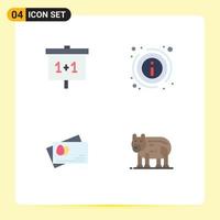 4 User Interface Flat Icon Pack of modern Signs and Symbols of education egg study information animal Editable Vector Design Elements